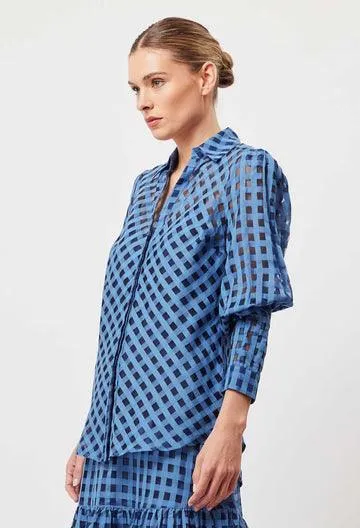 OnceWas Antigua Cotton / Silk Self-check Shirt - Image 4