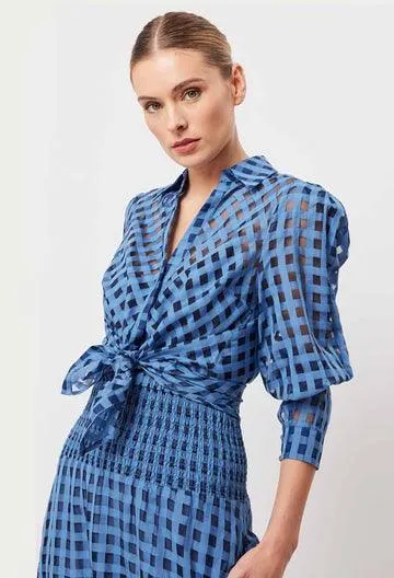 OnceWas Antigua Cotton / Silk Self-check Shirt - Image 7
