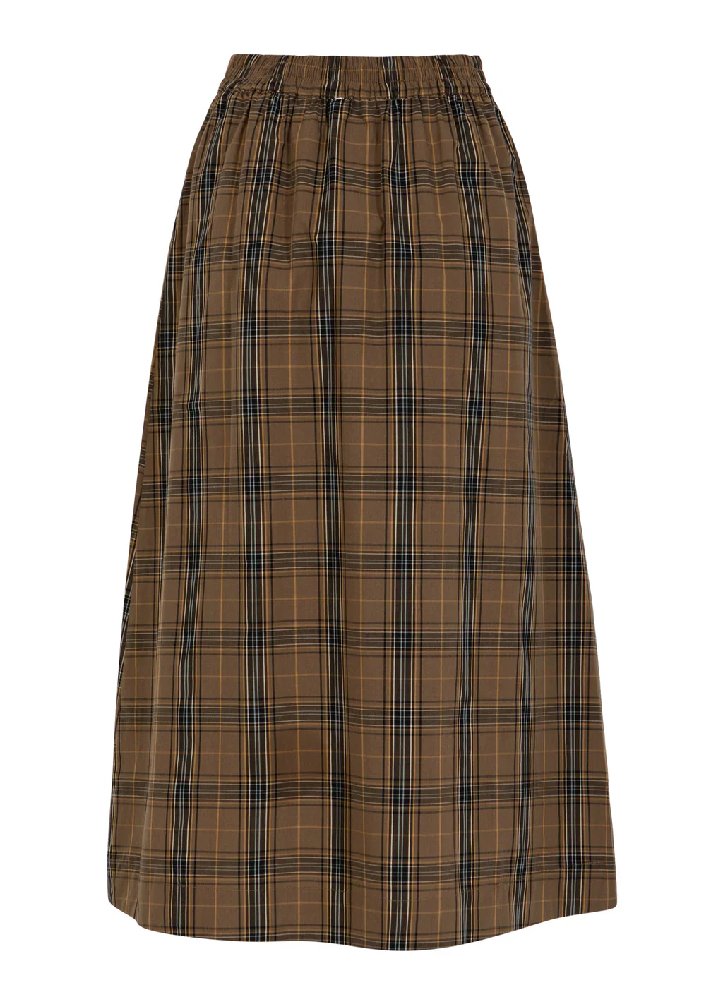 CC Heart Alia Long Skirt Golden Brown Check - Image 3
