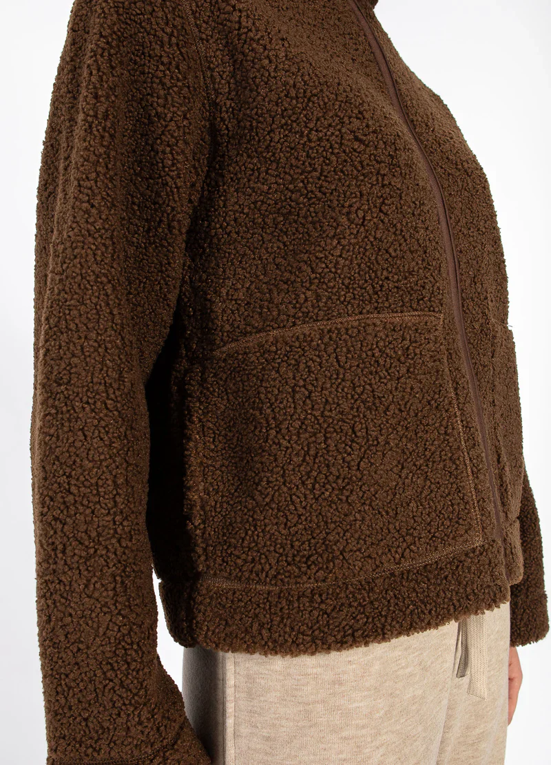 CC Heart Jamie Fleece Zip Up Sweater Chocolate Brown - Image 3