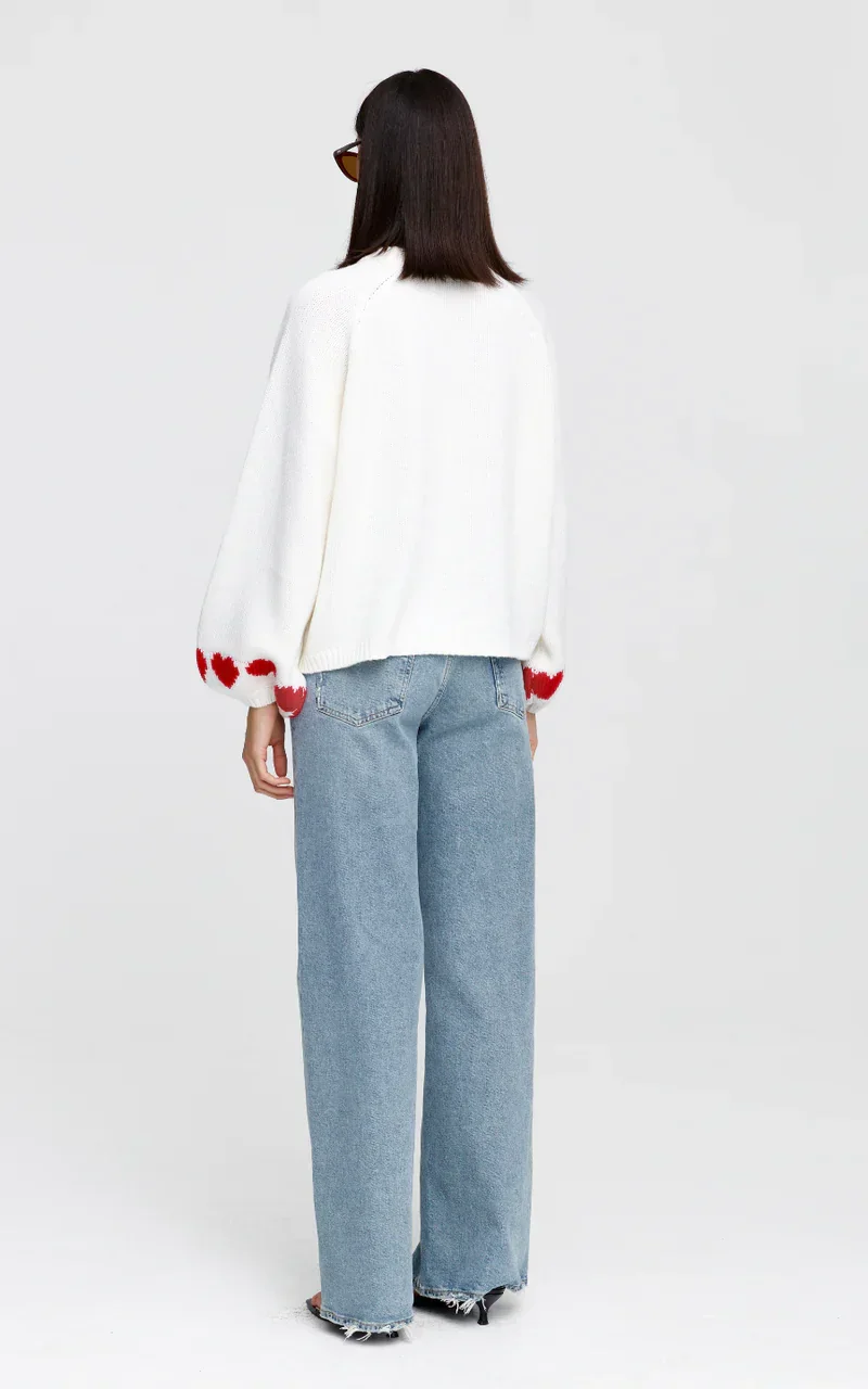 Kinney Cherie Hearts Knit Sweater Ivory - Image 5