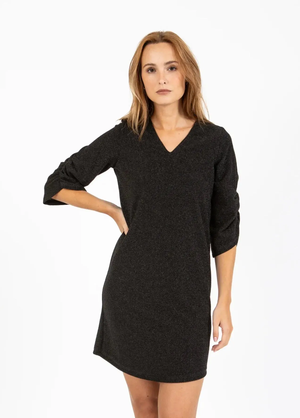 COSTER Short Shimmer Dress in Black Glitter - Image 4