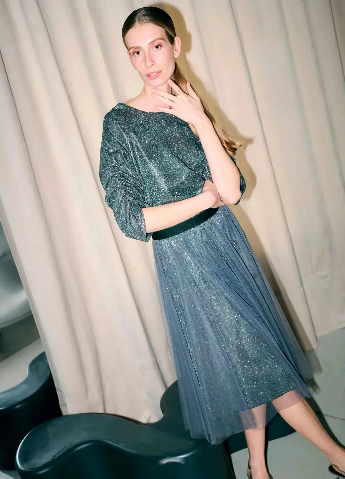 COSTER Skirt with Plisse and Glitter - Image 7
