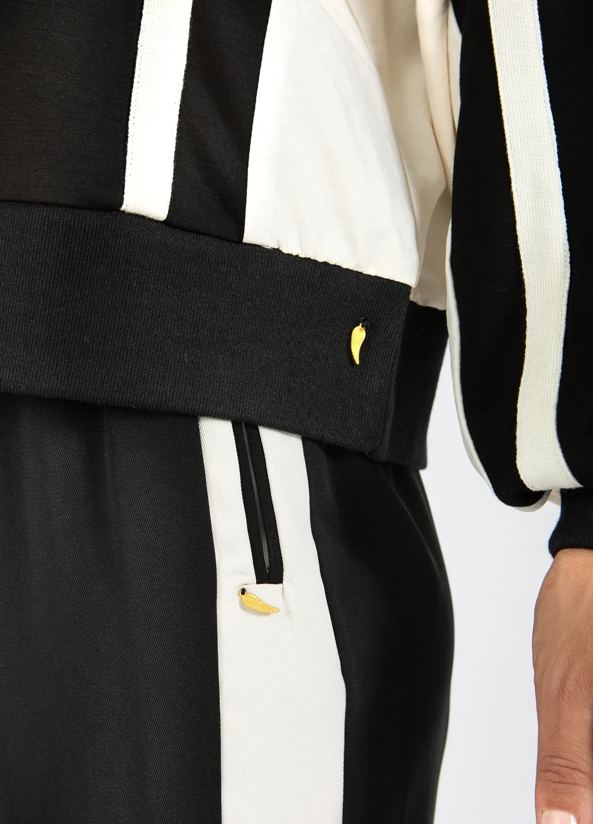 COSTER Sporty Pants with Side Panel in Crème/Black - Image 8