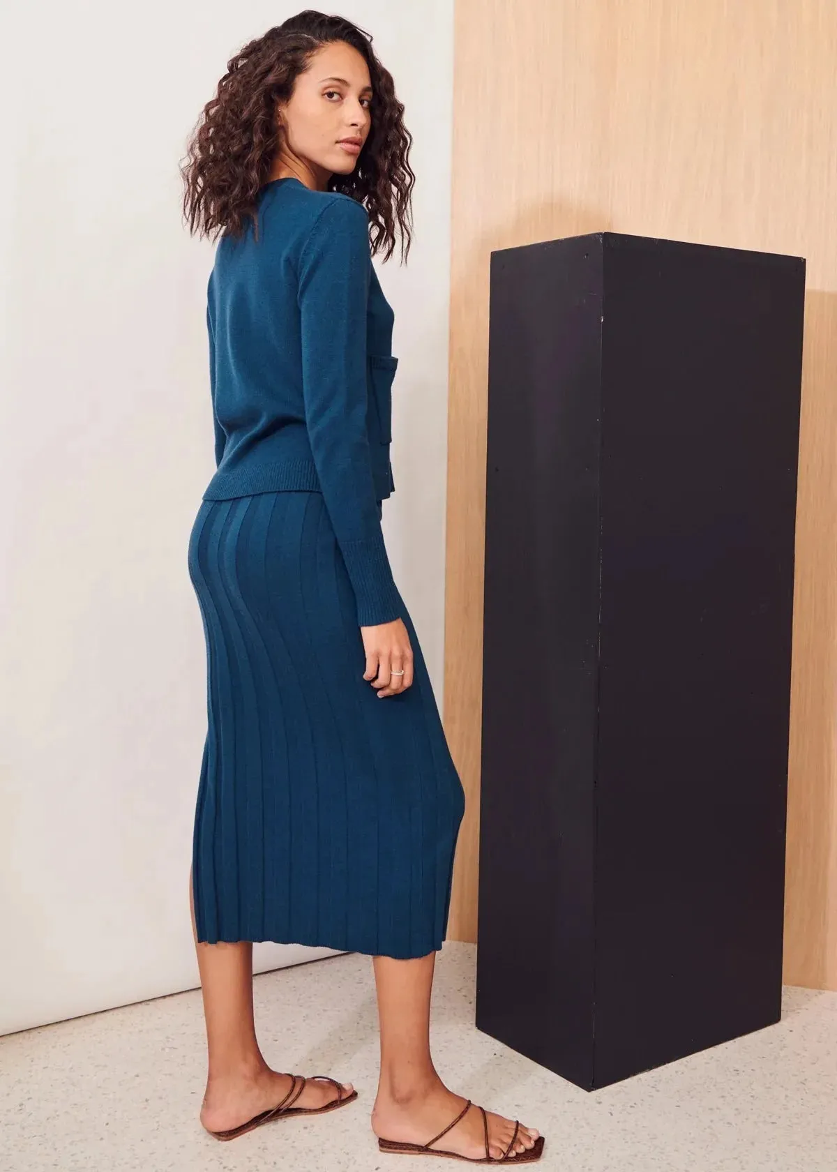 Apartment Clothing Dara Knit Skirt in Bluestone - Image 4