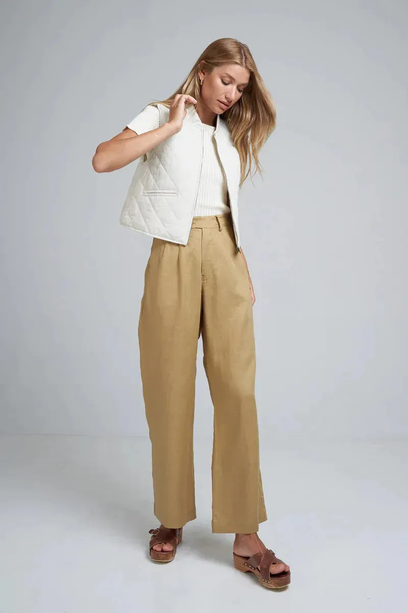 Lilya Day Linen Pant in Mustard - Image 2