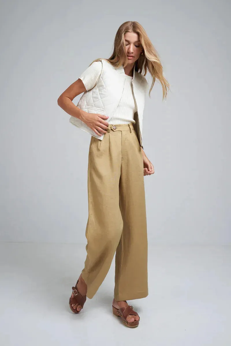 Lilya Day Linen Pant in Mustard - Image 3