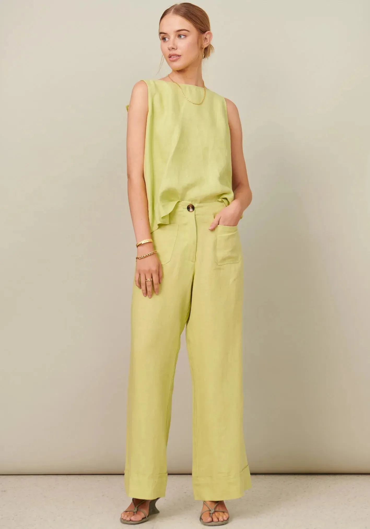 POL Clothing Gia Pant in Pistachio - Image 3