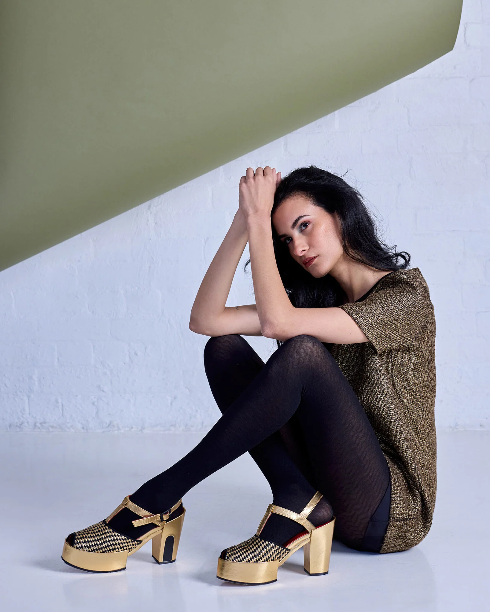 Tightology Herringbone Merino Wool Tights Black - Image 2