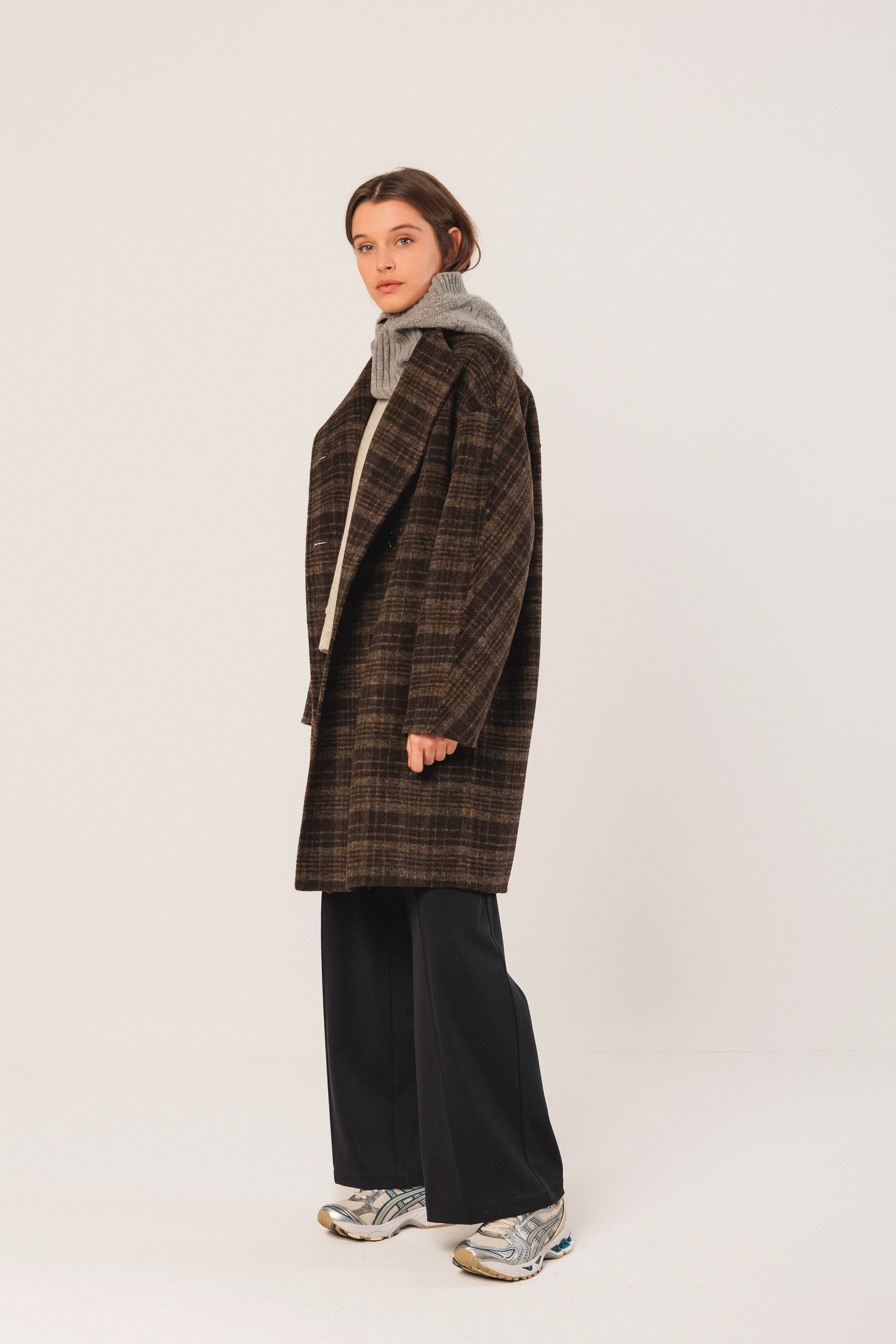 Indi & Cold Asymmetric Plaid Coat - Image 4