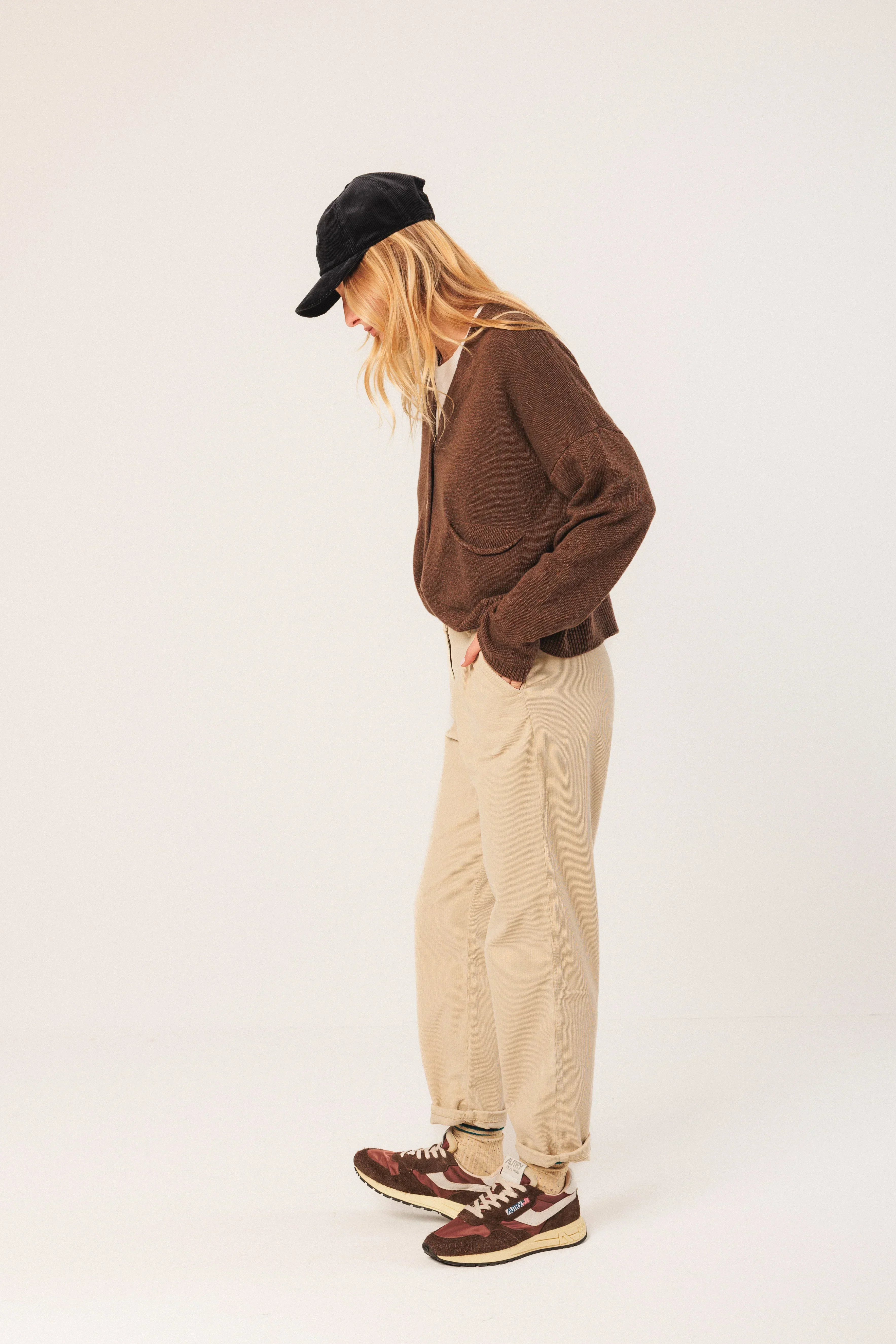 Indi & Cold Wool / Cashmere Blend Cardigan in Chocolate - Image 4