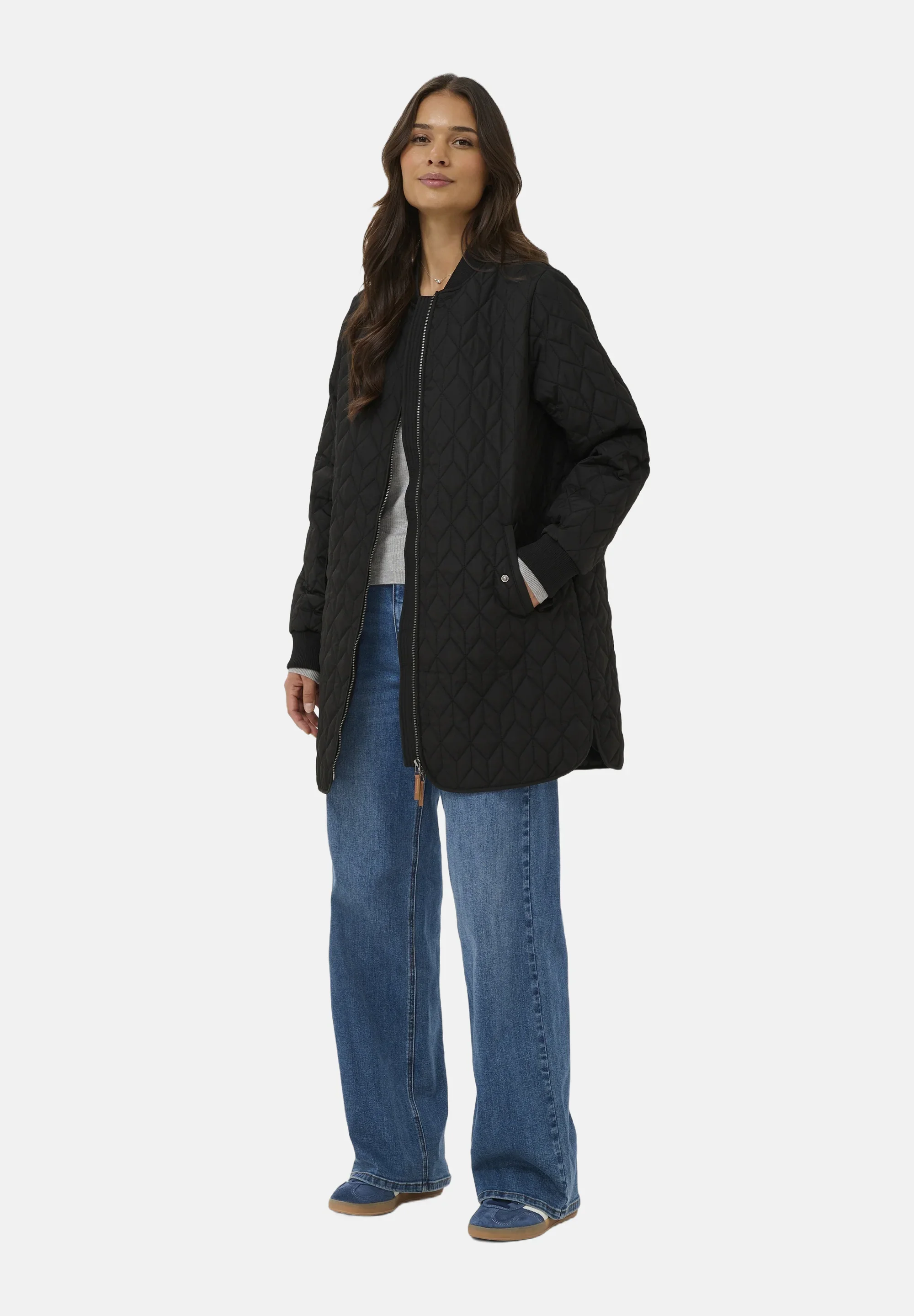 Kaffe KAlelia Long Quilt Jacket Black - Image 3