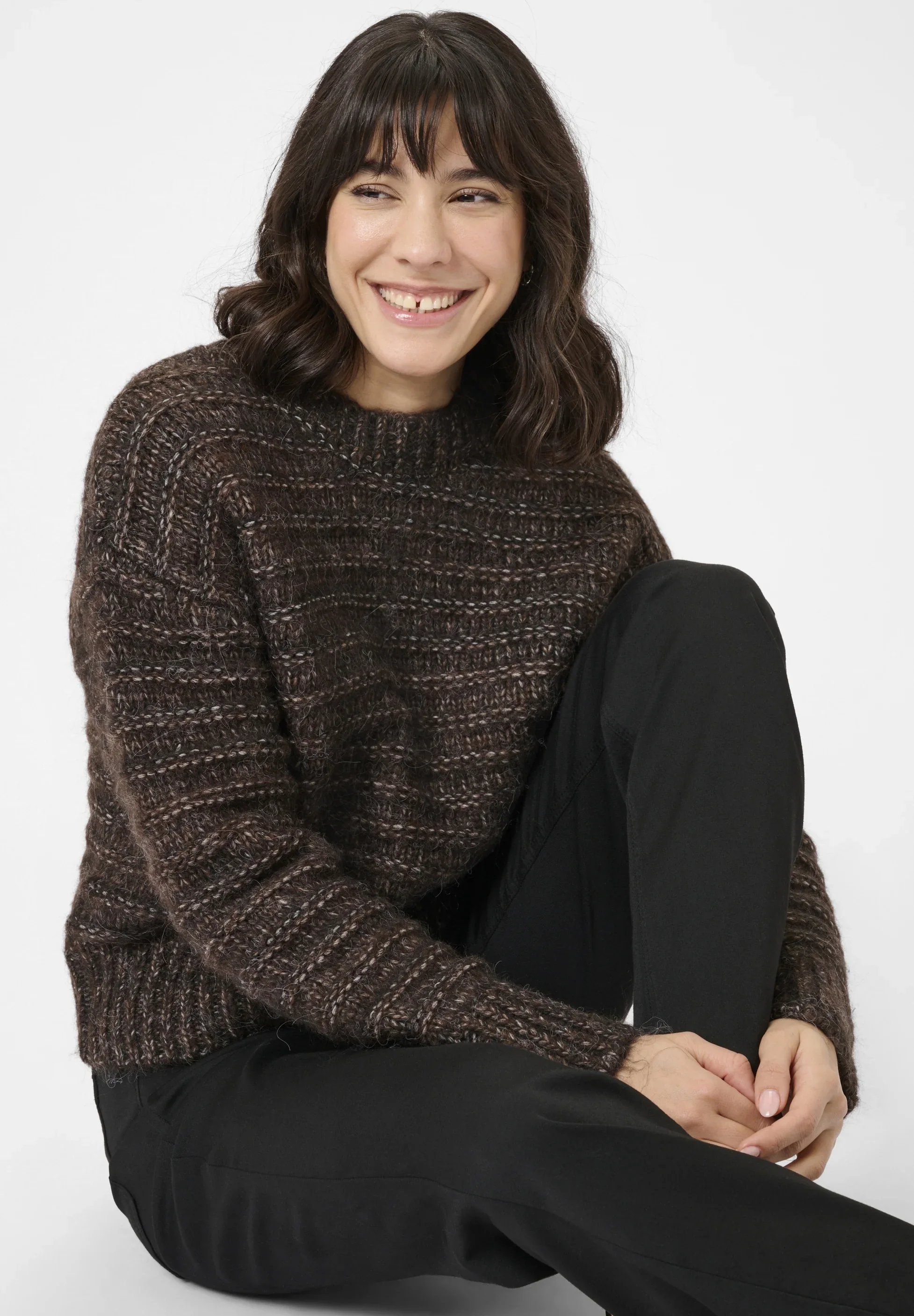 Kaffe KAmarena Knit Pullover Black Coffee Melange - Image 3