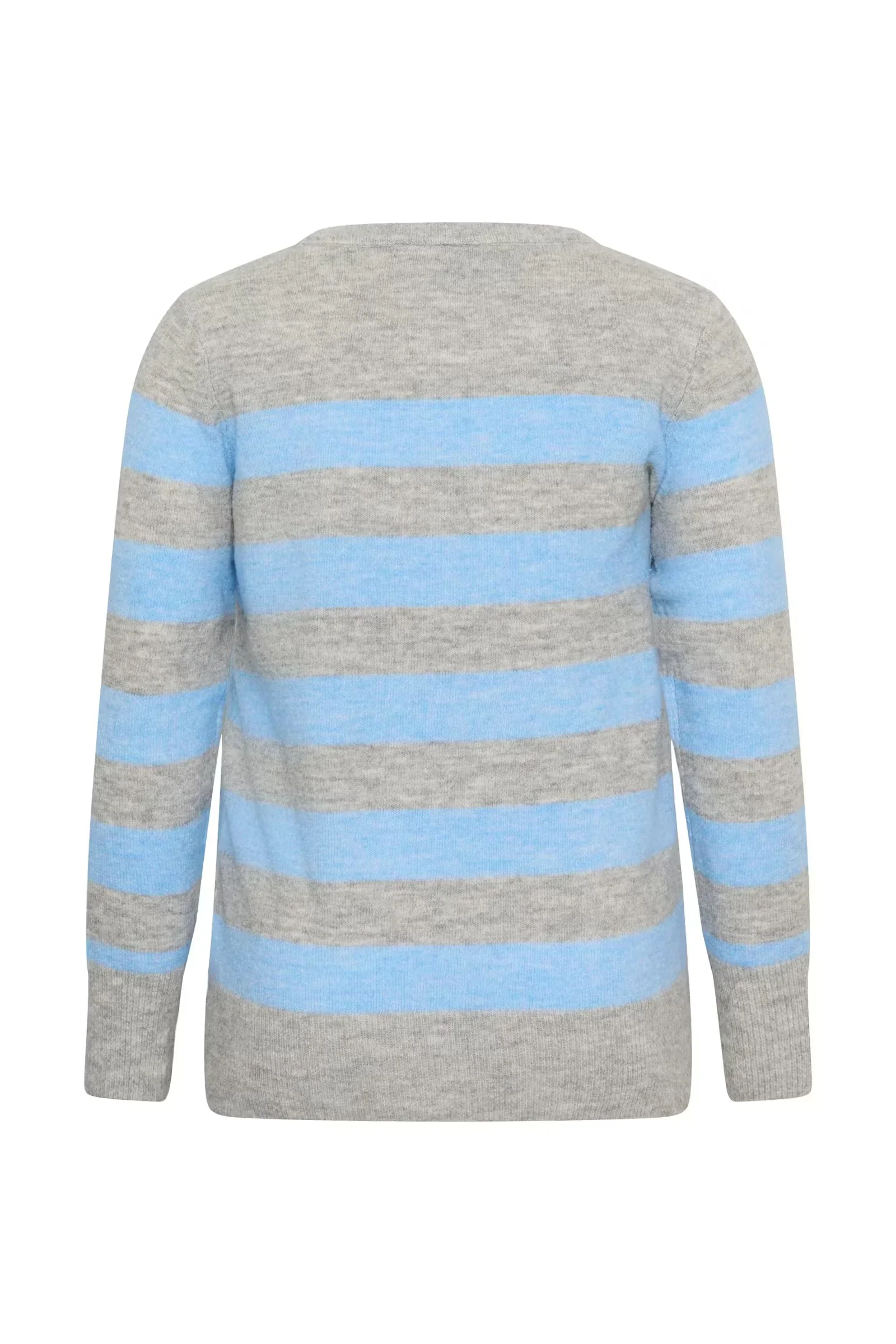 Kaffe KAniel Striped Pullover Light Grey / Blue Melange - Image 3
