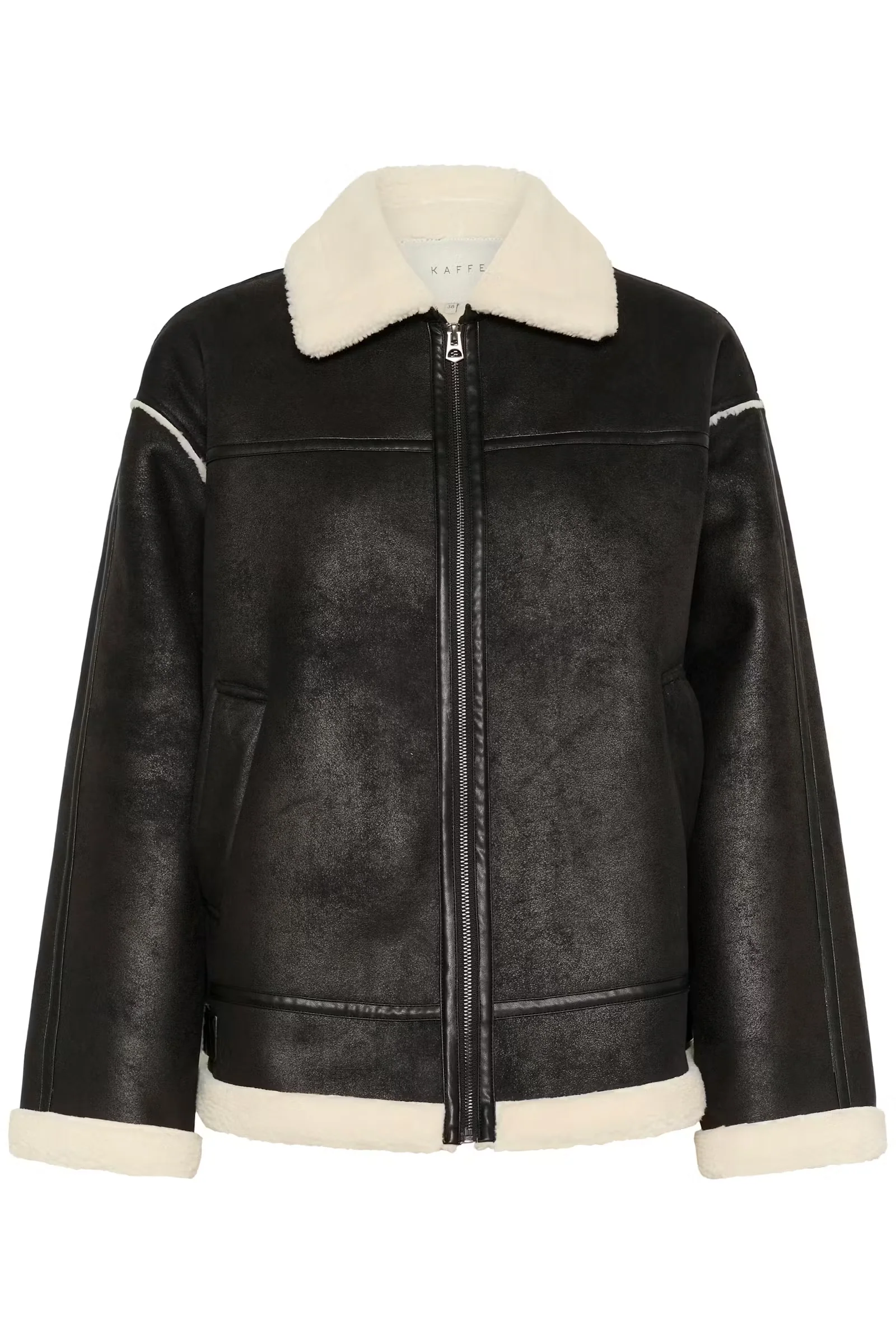 Kaffe KApernille Shearling Jacket Deep Black - Image 3