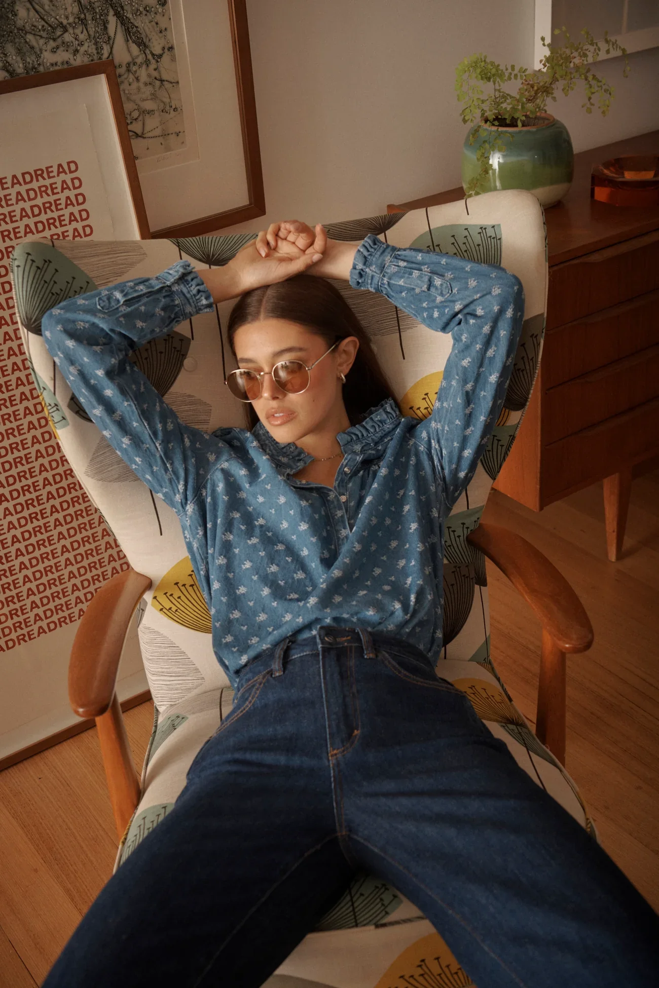 Kireina Tamara Denim Shirt with Flowers - Image 5