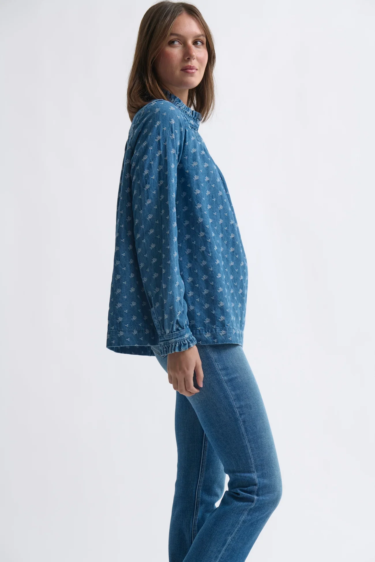 Kireina Tamara Denim Shirt with Flowers - Image 6