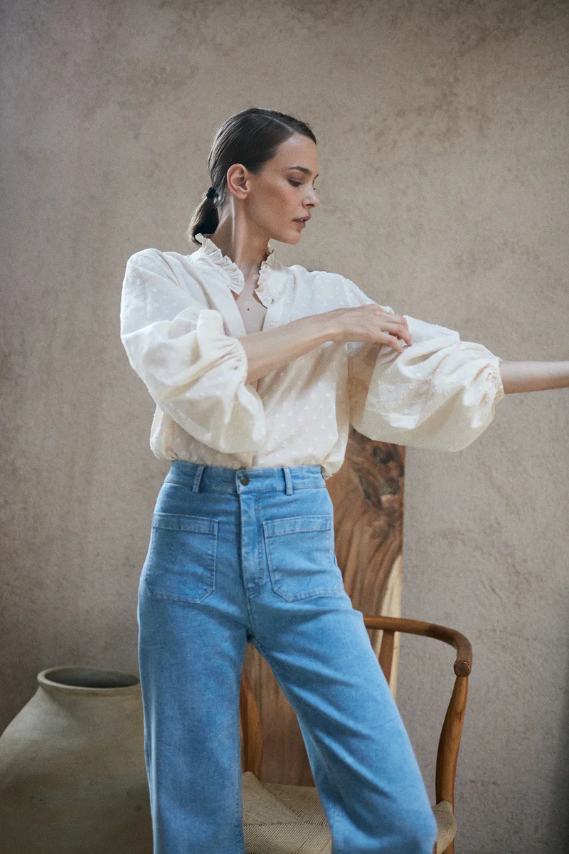 Lilya Molly Denim Pant in Pale Blue - Image 3