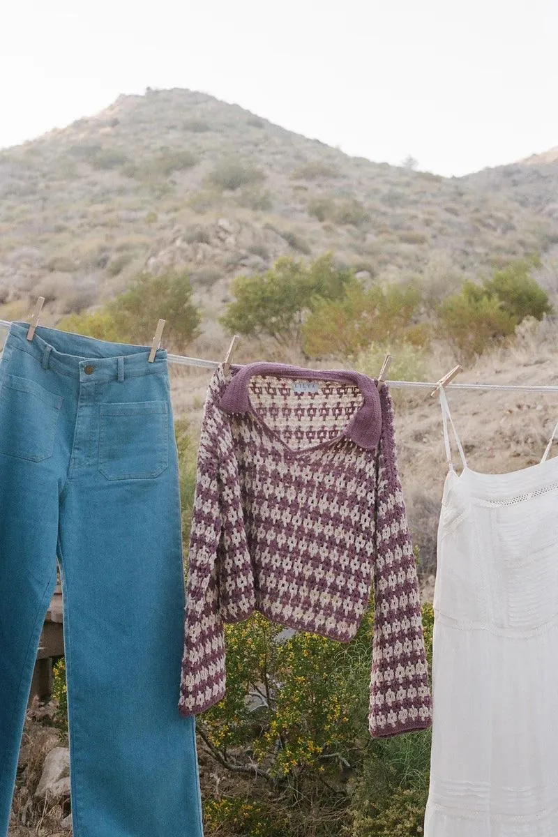 Lilya Vacance Crochet Top in Lavender Ivory - Image 5