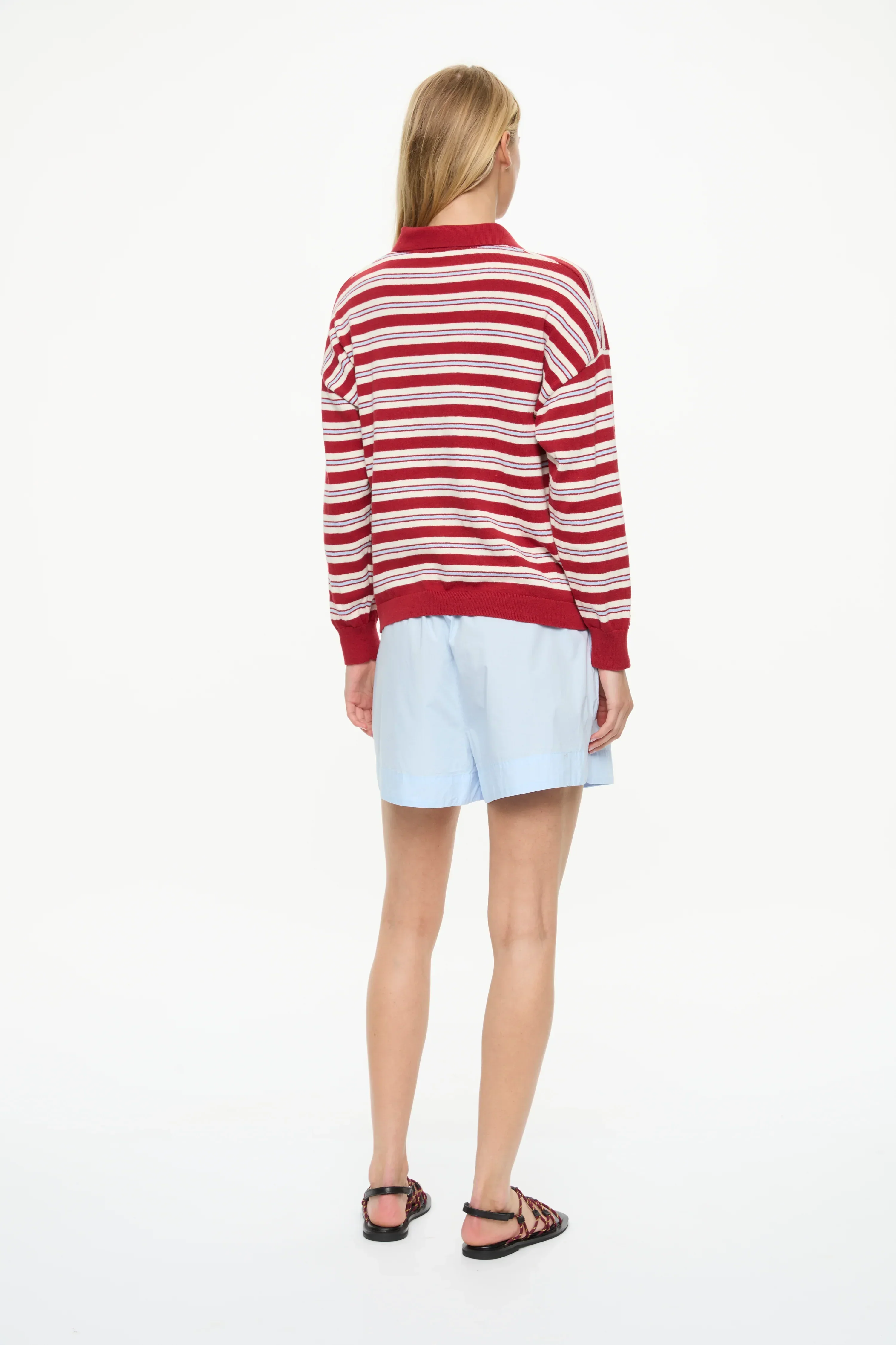 LMND Alto Stripe Polo Salsa / Natural / Sky - Image 3