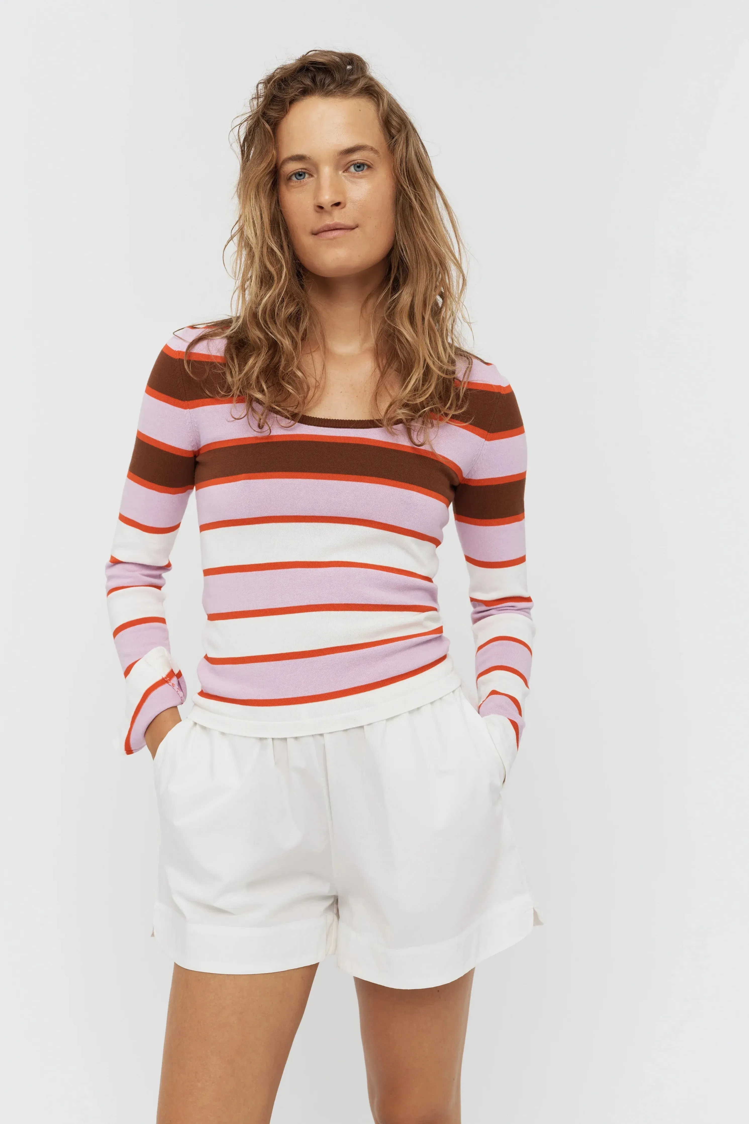 LMND Amelia Striped Long Sleeve Top in Sepia/Violet/Solar - Image 6