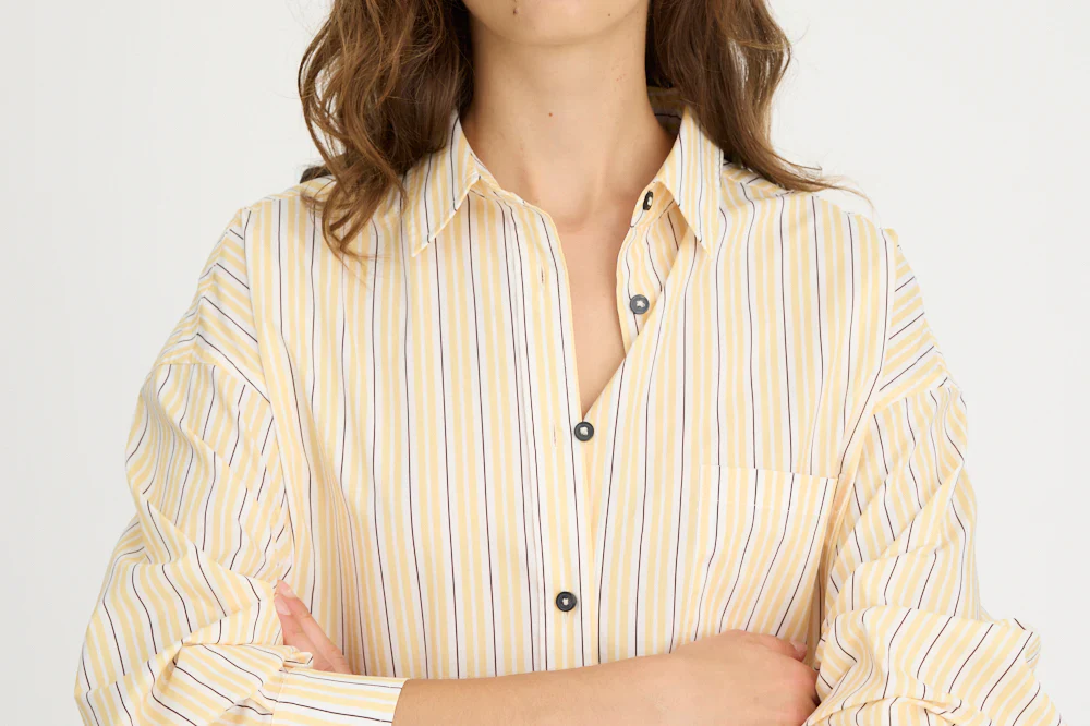 LMND Chiara Midi Dress in Straw/Fudge/White Stripe - Image 3