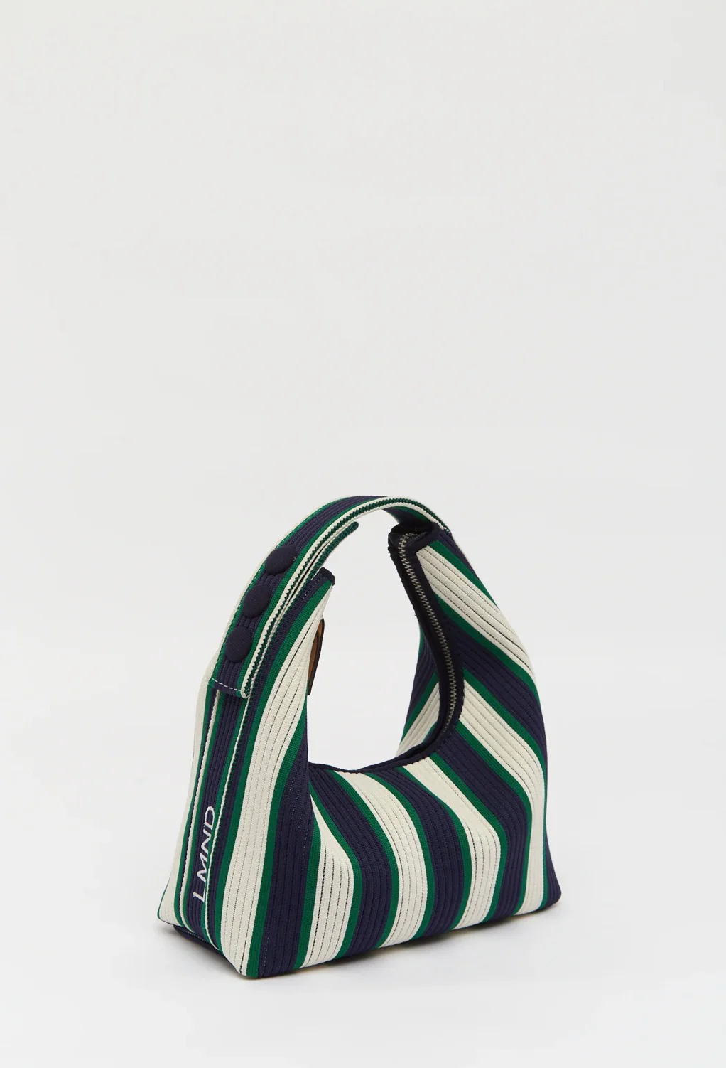 LMND Lilo Mini Bag in Navy/Verde Stripe - Image 3