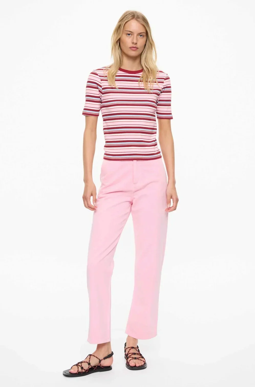 LMND Oli Rib Tee Multi Coloured Stripe - Image 6