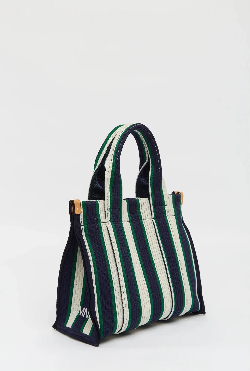 LMND Rialto Small Tote in Navy/Verde Stripe - Image 3