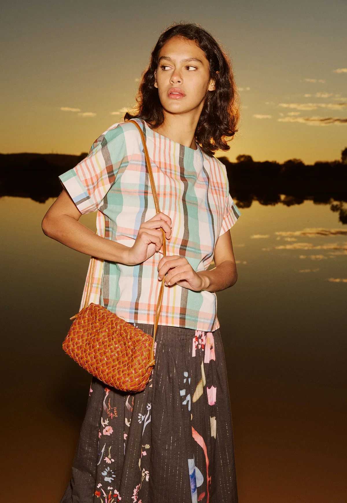 Nancybird Woven Clutch in Ochre Leather - Image 7