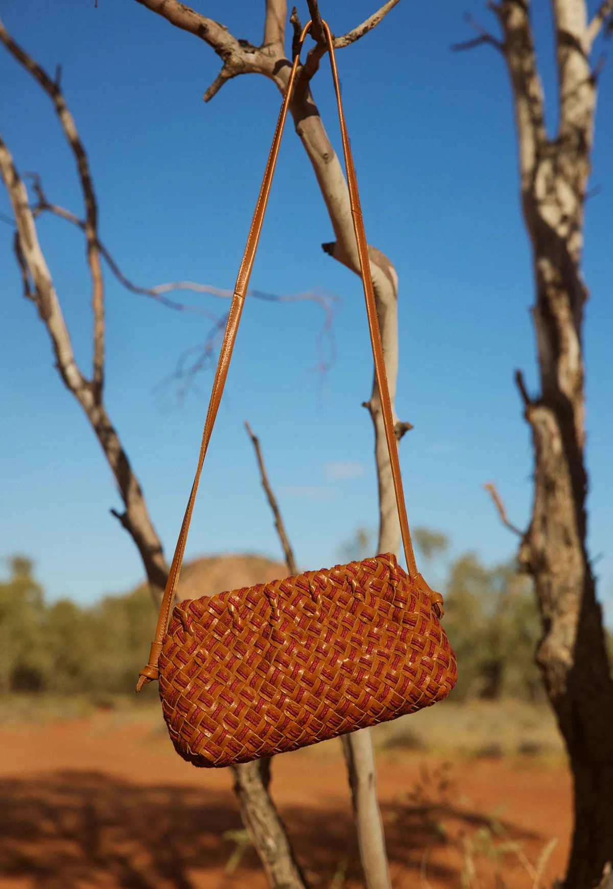 Nancybird Woven Clutch in Ochre Leather - Image 8