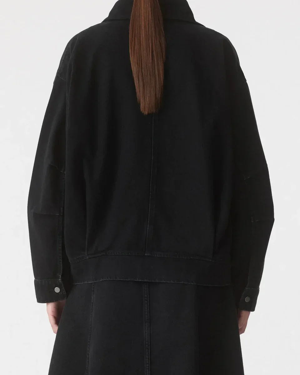 Nobody Denim Gina Oversized Bomber Jacket Black - Image 5