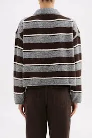 Nude Lucy Maia Rugby Striped Knit in Charcoal Stripe - Image 4