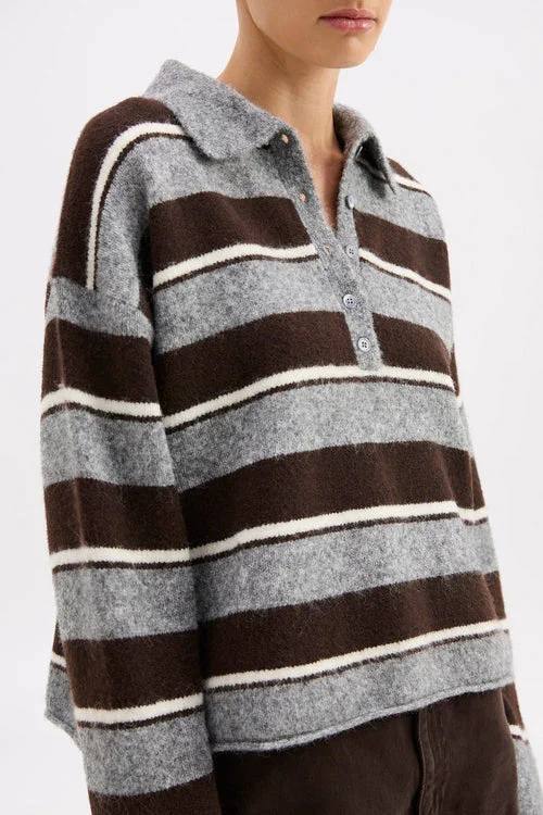 Nude Lucy Maia Rugby Striped Knit in Charcoal Stripe - Image 5