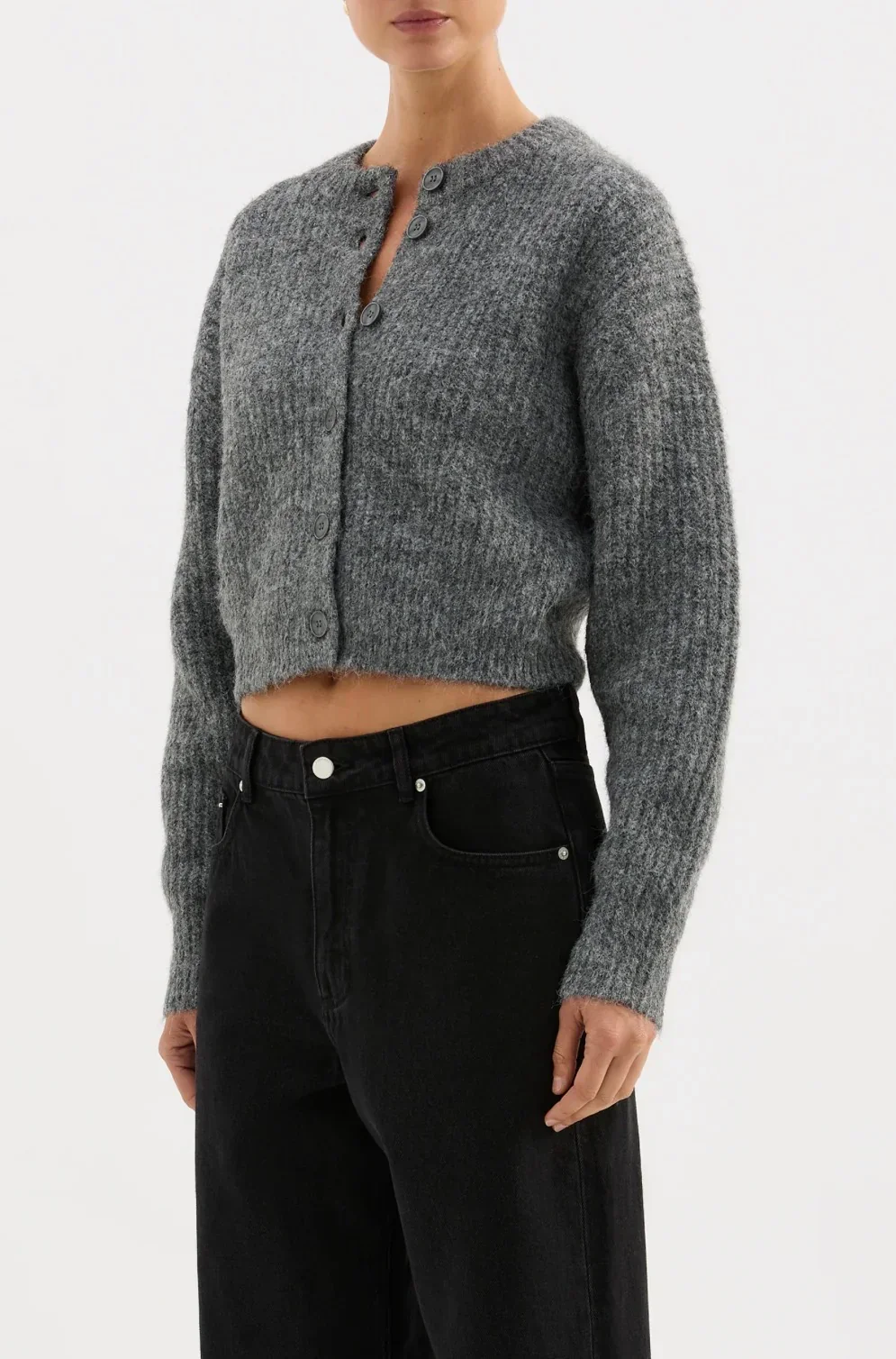 Nude Lucy Nixon Cropped Cardigan Charcoal - Image 3