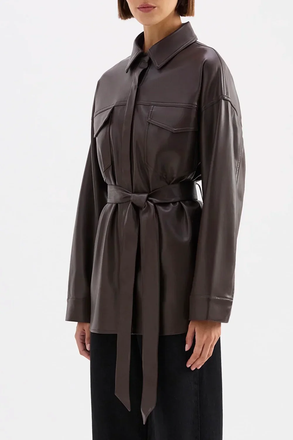 Nude Lucy Camille Vegan Leather Overshirt - Image 5