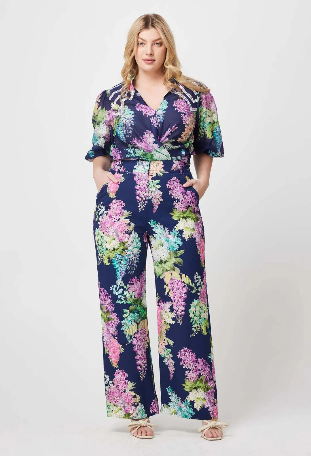 Oncewas Bahia Embroidered Yoke Cotton Silk Volume Sleeve Top - Image 5
