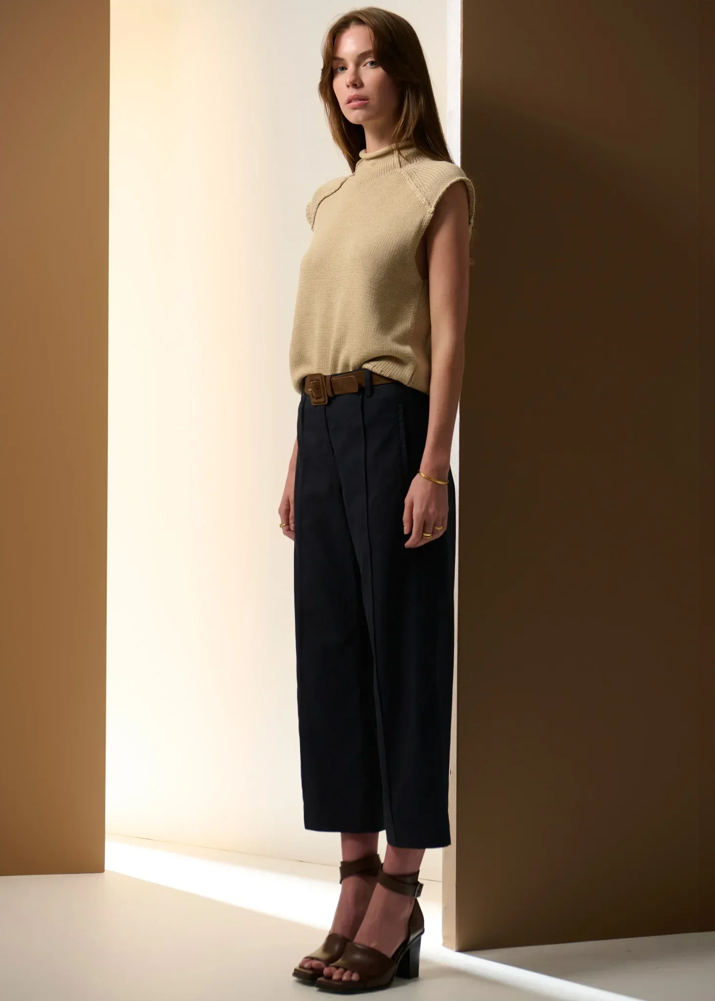 POL Clothing Sable Tank Knit in Pebble - Image 2
