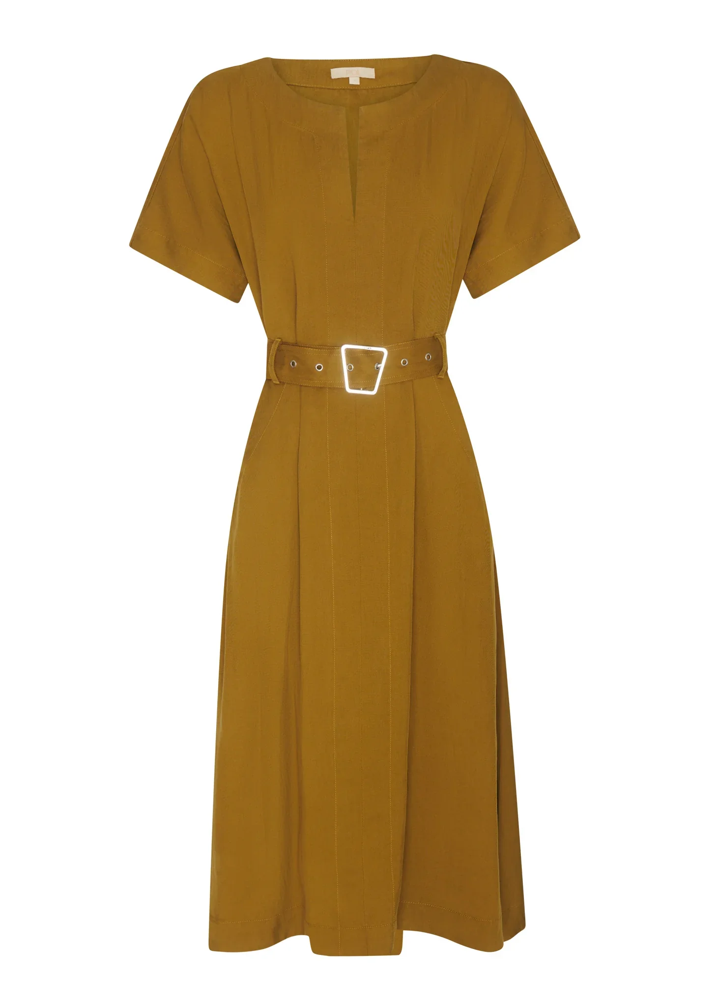 POL Faire Belted Dress in Khaki - Image 5