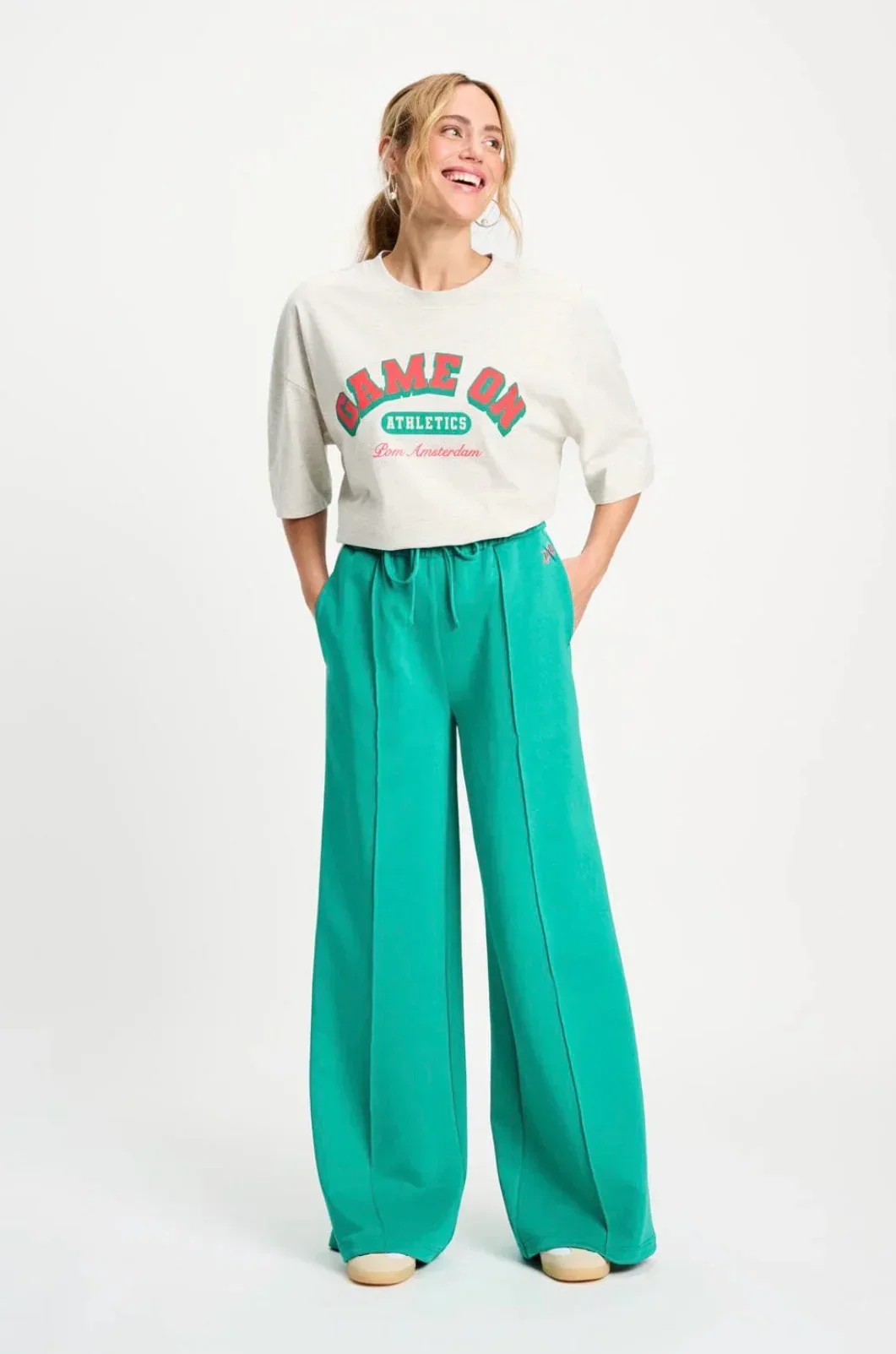 POM Amsterdam Wander Green Trackpants with Stripe - Image 4