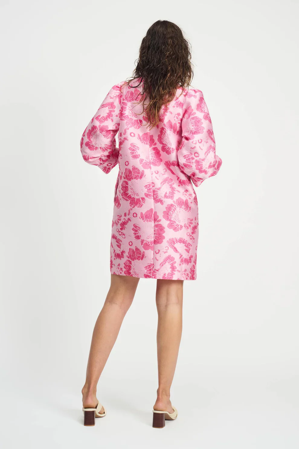 POM Jacquard Dress in Floral Raspberry - Image 4