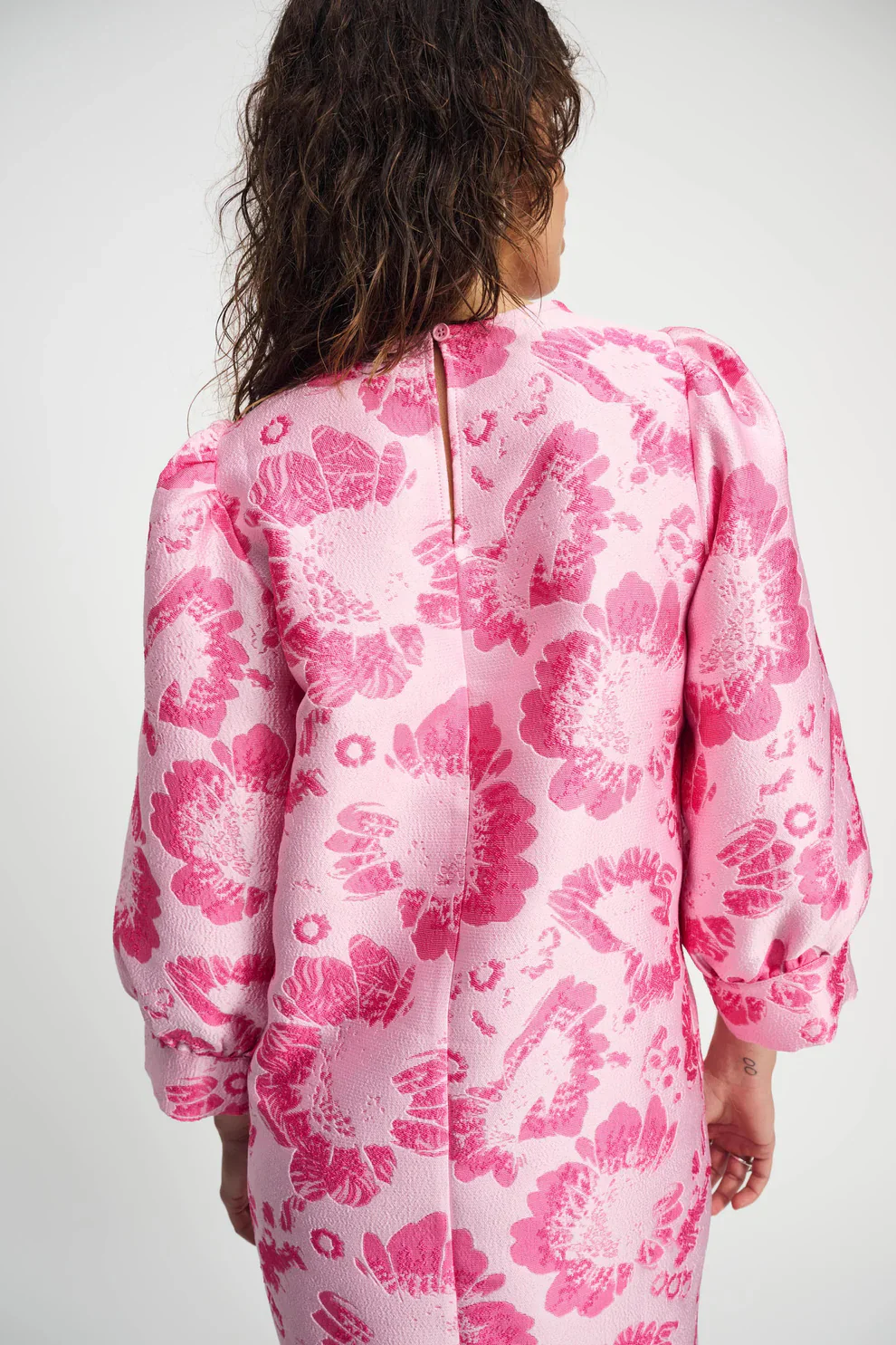 POM Jacquard Dress in Floral Raspberry - Image 6