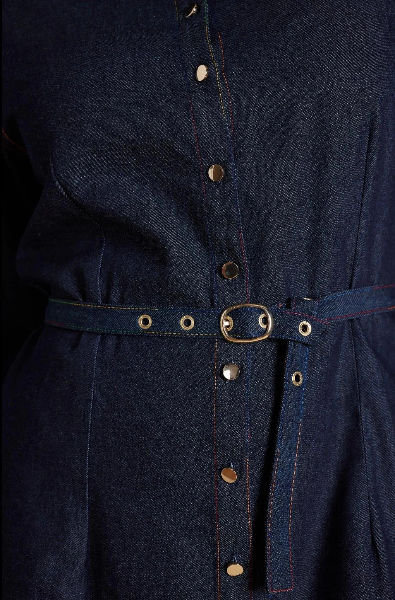 Alessandra Rainbow Tess Dress in Indigo - Image 14