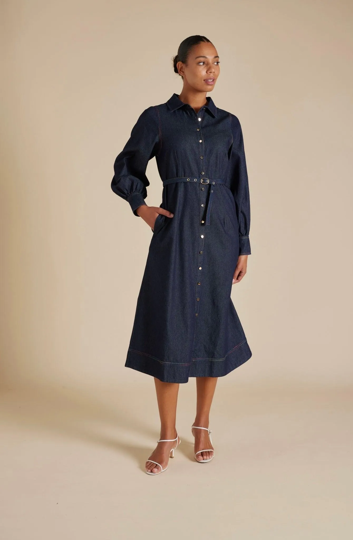Alessandra Rainbow Tess Dress in Indigo - Image 3