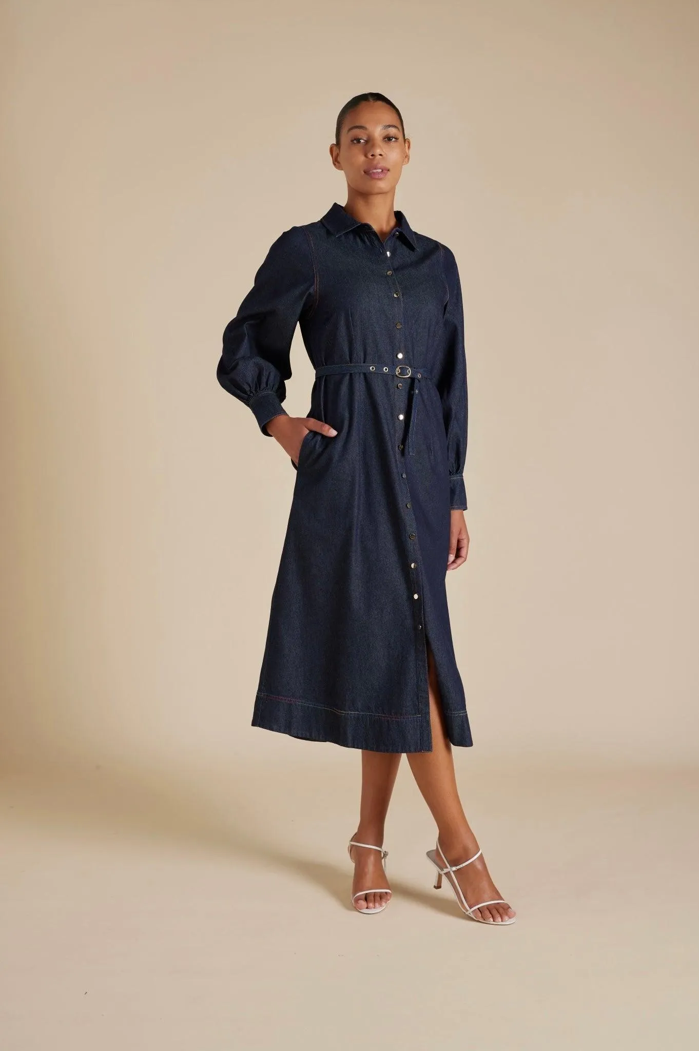 Alessandra Rainbow Tess Dress in Indigo - Image 4