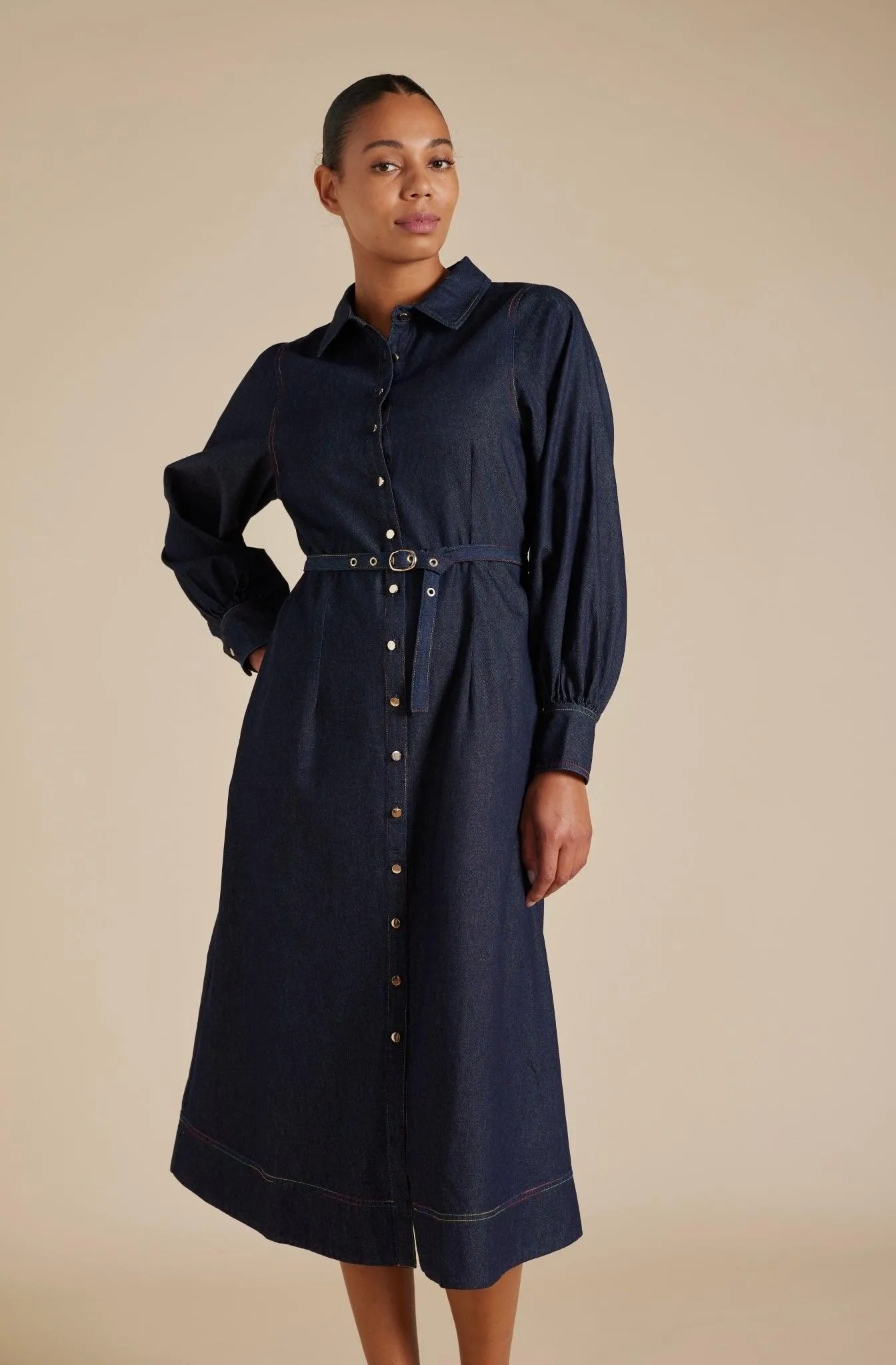 Alessandra Rainbow Tess Dress in Indigo - Image 6