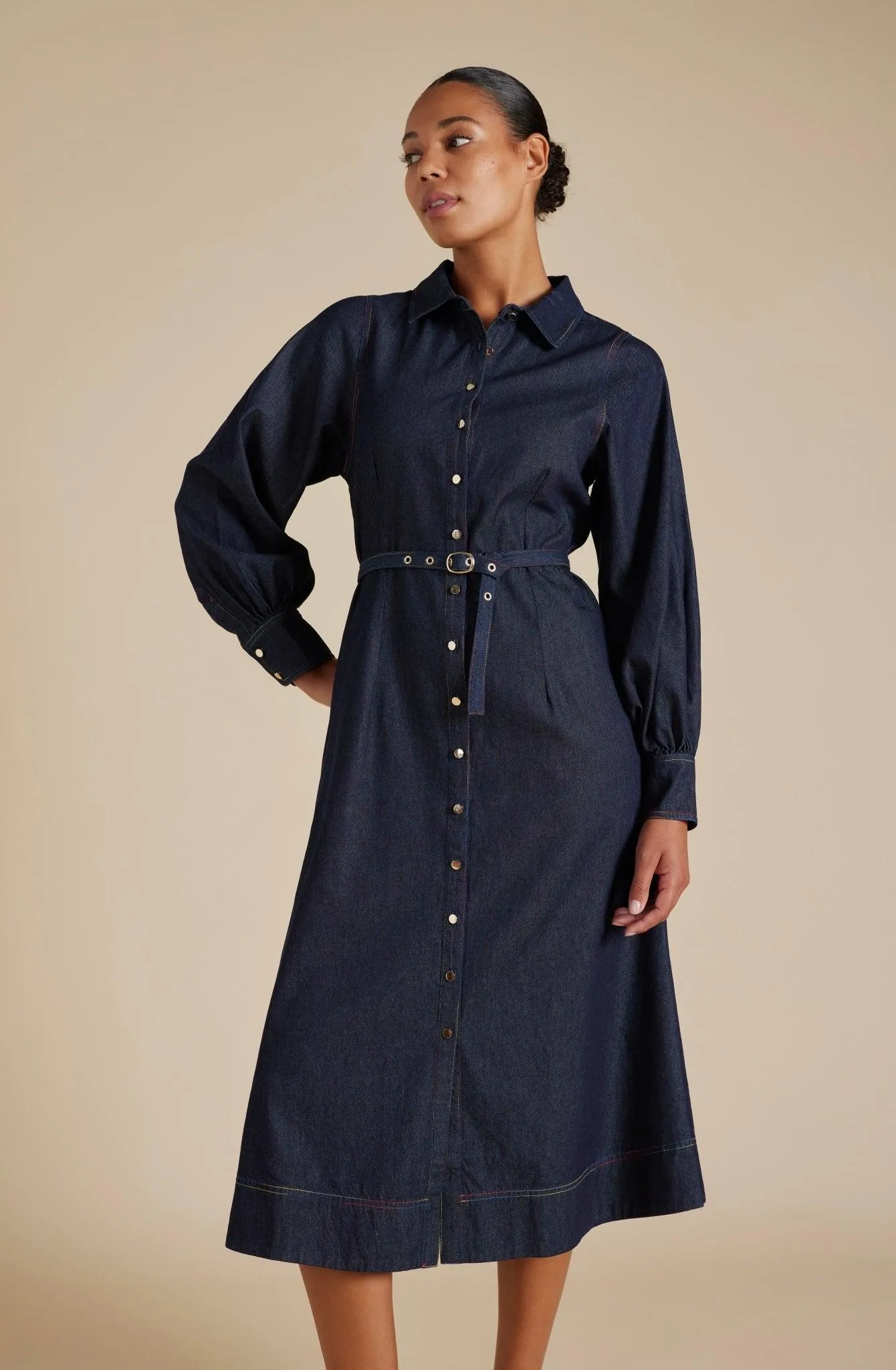 Alessandra Rainbow Tess Dress in Indigo - Image 7