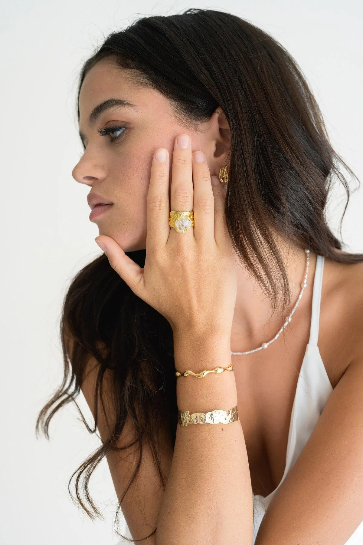 Indigo and Wolfe Rivah 18kt Yellow Gold Plated Sterling Silver Cuff Bracelet - Image 3