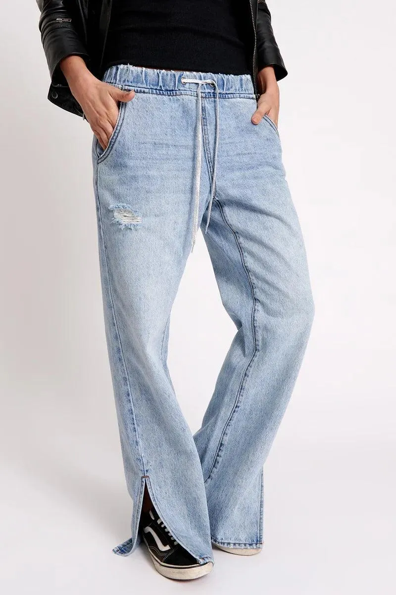 One Teaspoon Roadhouse Drawstring Wide Leg Jean in Salty Dog - Image 3