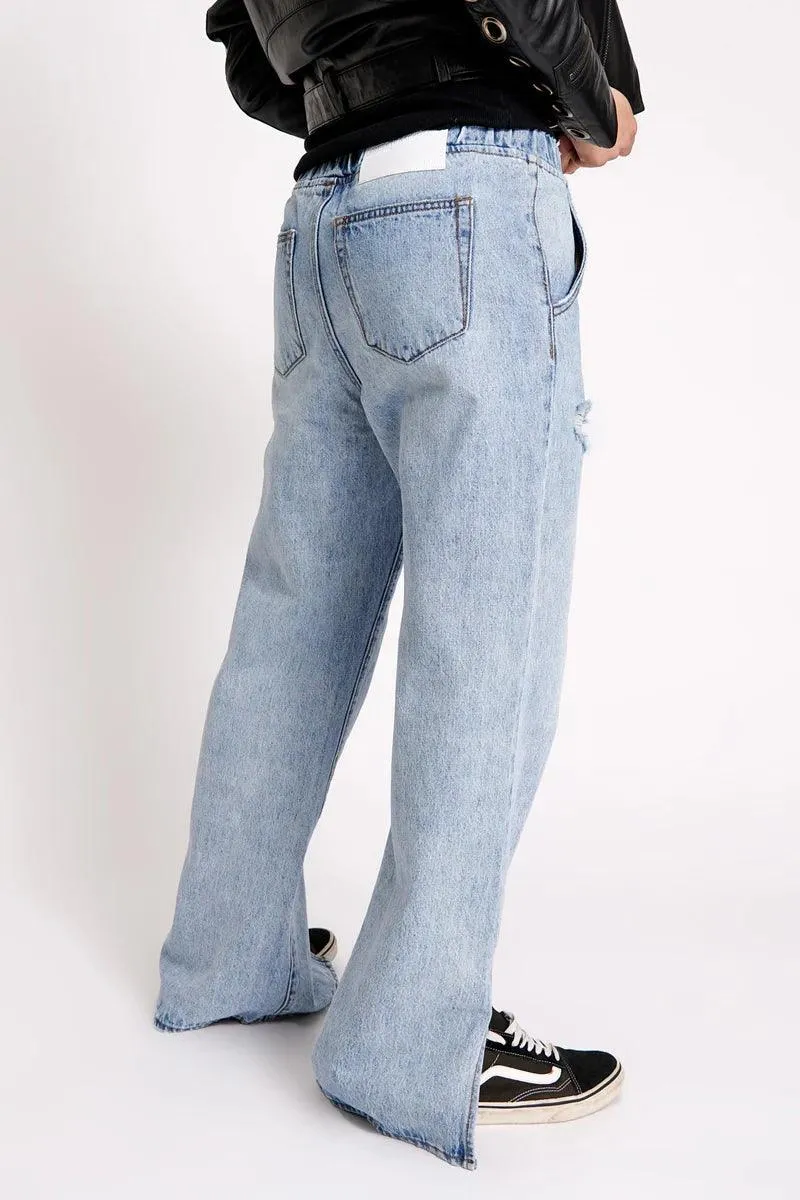One Teaspoon Roadhouse Drawstring Wide Leg Jean in Salty Dog - Image 5